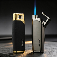 Briquet à gaz moderne BD418 coupe-vent en métal avec flamme rouge pour cadeaux d'affaires en gros