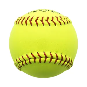 Popüler açık spor resmi sarı deri beyzbol özel Logo eğitim softbol uygulama topu