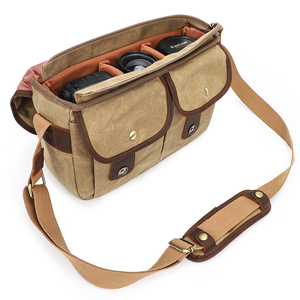 Waterproof Traveler <strong>Messenger</strong> Waxed Canvas Cross Body Water Proof <strong>Camera</strong> <strong>Bag</strong> for DSLR Mirrorless Cameras - Product Image 6