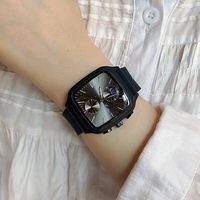 Montre de sport pour couple SCottie 3043, multifonctionnelle, design à trois yeux, étanche, quartz, boîtier carré en silicone, nouvelle mode