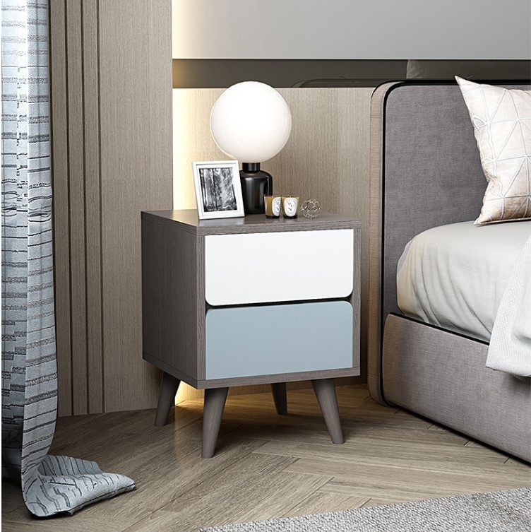 Matériel en bois moderne simple de meubles de chambre à coucher de style double tiroir table de chevet/casier table de chevet