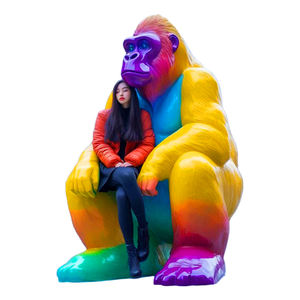 Maßgefertigte Große <span class=keywords><strong>Gorilla</strong></span>-Maskottchen-Skulpturen aus Fiberglas für die Dekoration von Außenplätzen und als Tier-Skulptur-Ornamente für die Landschaftsgestaltung - Product Image 6