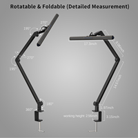 Lampe de bureau LED compacte pour écran unique, éclairage de bureau à faible consommation, bras réglable, lampe à pince pour lecture, étude, maison