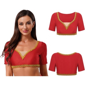 Haut court de danse du ventre pour femmes, chemisier court, costume de danse pour la danse folklorique, fabricant de vêtements de danse, costumes de danse du ventre professionnels - Product Image 2