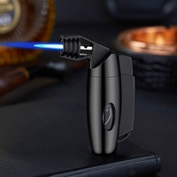 Mini briquet torche portatif à double flamme, coupe-vent, avec fenêtre de visualisation du carburant