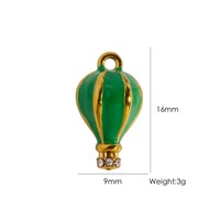 Pendentif ballon plaqué or 18 carats avec zircone cubique, breloques ballon à air chaud en émail coloré pour la fabrication de bijoux