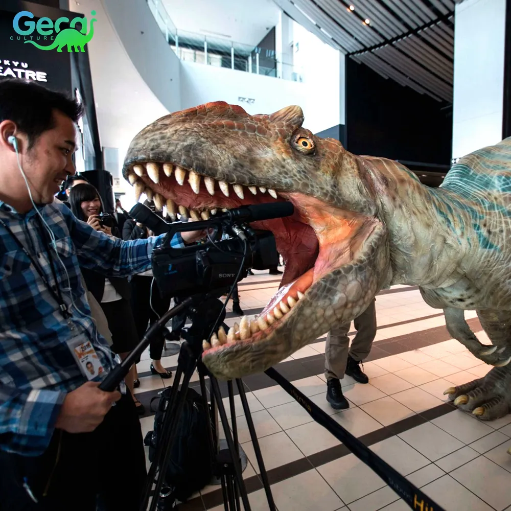 Gecai büyük giyilebilir robotik gerçekçi dinozor kostüm gerçekçi Raptor Animatronics dinozor yetişkinler için