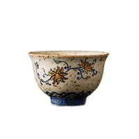Tasse à thé en céramique de style chinois à motif floral bleu blanc silex rouge, ensemble de thé Kung Fu haut de gamme pour un usage domestique, hôtes