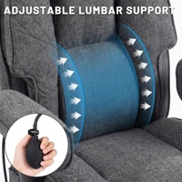 Chaise ergonomique à dossier haut en tissu gris, pivotante, robuste, 500 lb, pour jeux vidéo, avec soutien lombaire pneumatique, pour la maison et le bureau