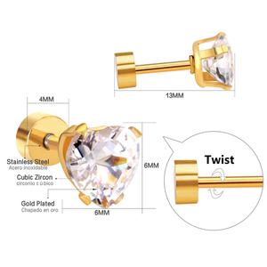 New Designs Triangle Plug Screw Zircon 18k Gold Plated Jewelry <b>Small</b> Golden <b>Earrings</b> Designs for Girls - Product Image 2