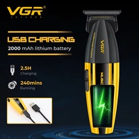 Tondeuse à cheveux professionnelle haut de gamme VGR V-285T, design métallique, pour hommes, tondeuse électrique pour salon et usage domestique, pour coiffures et détails de précision
