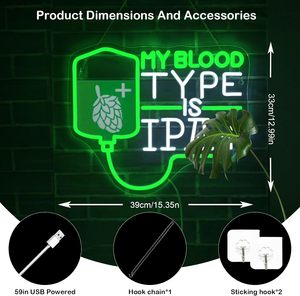 Letrero de Neón <span class=keywords><strong>IPA</strong></span> con la Frase 'Mi Grupo Sanguíneo Es <span class=keywords><strong>IPA</strong></span>', Letreros de Neón para Decoración de Paredes, Luces de Neón - Product Image 5