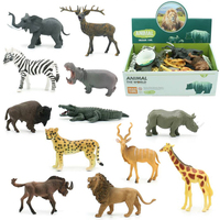 Boîte de présentation Pack de 12 pièces 5/6/8 pouces PVC Tigre Hippopotame Lion Éléphant Panda Zèbre Modèle creux Jouet en plastique Animal de la jungle