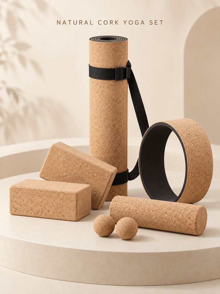 Natural Cork Yoga Set Eco Friendly Kit with Mat Blocks and Strap Non ...