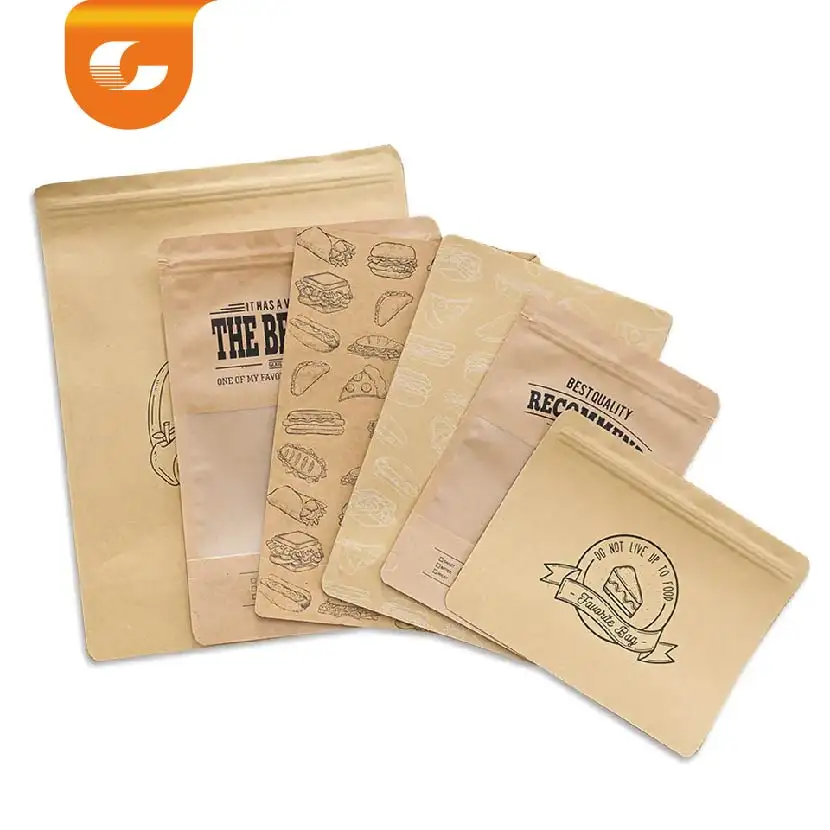 ドライフルーツ食品貯蔵クラフト紙袋つや消しセルフシールジッパークラフト紙袋立っている再封可能なクラフトバッグ