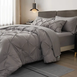 Oem ODM tùy chỉnh tất cả các mùa phong cách phổ biến vua nữ hoàng Kích thước chần bộ đồ giường sang trọng màu rắn 7 miếng Pintuck <span class=keywords><strong>Comforter</strong></span> Bộ - Product Image 2