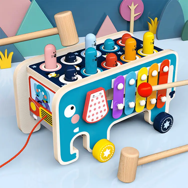 Большие деревянные игрушки, пианино, мышь, динозавр, трейлер, сопряжение, головоломка, игрушка для раннего образования