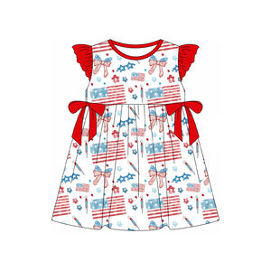 Preventa MOQ 5 Lazos de Bandera para las Fiestas, Estrellas, Niñas, 4 de Julio, Ropa al por Mayor para Hermanas, Ropa Infantil, Nueva Moda, Boutique para Niños Pequeños, Orgánica - Product Image 2
