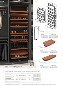 Porte-chaussures pivotant à 180°, multifonctionnel, de luxe, en similicuir, avec cadre en aluminium gris foncé, directement de l'usine, pour présentation en boutique - Product Image 3