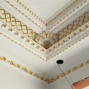 UAE beliebte innen palace design hohe qualität glänzend goldenen decke dekorative schaum gesims