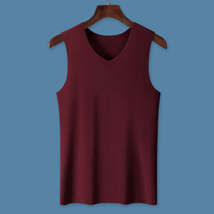 2026 New Arrival Premium 100% Cotton Seamless Men's Tank <b>Top</b> Slim-Fit Wide Shoulder <b>Sleeveless</b> Crew Neck Summer Base Layer Shirt - Product Image 2