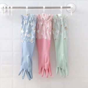 Индивидуальные латексные перчатки из ПВХ с длинным рукавом, зимние водонепроницаемые перчатки для мытья посуды, для работы по дому, средние одноразовые красочные варианты - Product Image 1