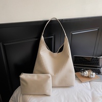 Sac bandoulière décontracté en PU tressé, best-seller transfrontalier, nouvelle collection 2026, grand format en polyester