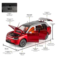 Modèle de voiture en alliage ZC à l'échelle 1:24 Aito M9 Business SUV, portes ouvrantes en métal, batterie au lithium, pour les 14 ans et plus