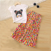 Nouvel ensemble de vêtements d'été pour enfants, t-shirt à manches courtes avec portrait personnalisé, pantalon large, ensemble décontracté en 2 pièces pour filles