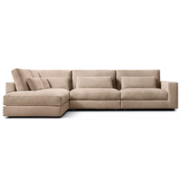 Langlebiges Echtleder-Sektionalsofa-Set Bürogebäude L-U-förmiges Sofa Holzrahmen Hotel Modulare Wohnmöbel