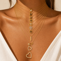 Collier pendentif en acier inoxydable plaqué or 18 carats avec zircon cubique en forme de cœur, bijoux pour femme, cadeau, fête, mariage, vente en gros