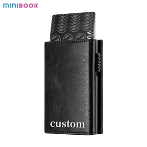 Minimook pelle RFID blocco Business stile Business in lega di alluminio in pelle chiusura a bottone con bottone carta di credito - Product Image 1
