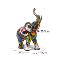 Résine Coloré Éléphant Statue Ornement Cadeaux et Artisanat Articles Salon Animal Graffiti Sculptures Décoration de La Maison
