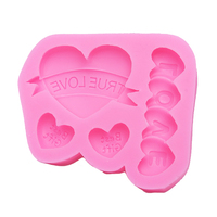 Moule en silicone DIY en forme de cœurs pour décoration de gâteaux et fondants, 3D, classique, populaire, pour la Saint-Valentin, avec mots de confession - Prix usine