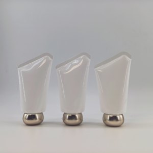 Luxury Cosmetic Containers 60ml White Custom <b>Tube</b> With Gold Ball Screw Cap 7Shape End Sealed <b>Tube</b> For Hand Cream - Product Image 2