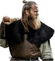 Échantillon de col en fausse fourrure Viking pour homme, accessoire de costume médiéval avec écharpe, cape et épaulettes en fausse fourrure