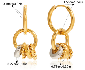 Pendientes de aro chapados en oro con cadena y cuentas, joyería de moda para mujer, diseño geométrico - Product Image 6