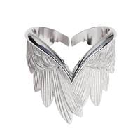 Bague Ailes d'Ange Soul Clash pour Homme, Style Hip-hop Audacieux, Plume Minimaliste, Bijou Créatif et Tendance