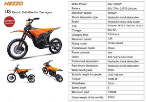 Moto tout-terrain électrique haute puissance HEZZO D3 pour l'aventure hors route, moto tout-terrain longue endurance pour les sports de plein air - Product Image 2