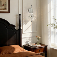 Lámpara de Pared LED de Cristal con Diseño Floral, Estilo Francés de Lujo, Moderna y de Alta Gama, para Sala de Estar, Dormitorio, Luz Ambiental junto a la Cama