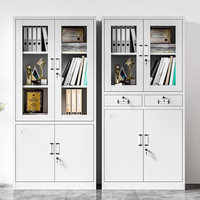Armoire de rangement en métal durable avec portes doubles en verre pour le classement de documents de bureau