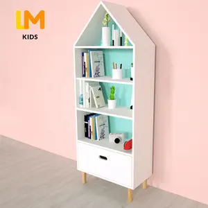 LM Perabotan Perpustakaan Modern Anak-anak Rak Penyimpanan Kayu Harga Rendah Organizer Penyimpanan Anak-anak Rak Buku Anak-anak Rak Buku