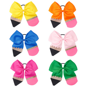 Vente chaude 5 pouces <span class=keywords><strong>JOJO</strong></span> ruban nœud papillon cheveux cravates gros arcs cheveux corde pour bandeau pour enfants - Product Image 2