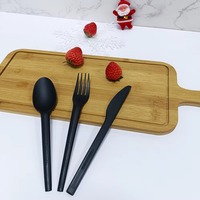 YF Box Kit de Couverts Jetables CPLA pour Camping et Famille, 24 Pièces, Taille Moyenne, pour Hôtels et Restaurants, avec Couteau et Serviette, Ensemble Automatique