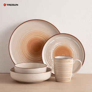 Juego de Vajilla de Cerámica de 18 Piezas para 6 Personas, Juego de Platos de Porcelana, Vajilla de Gres, Tazones, Tazas, Cubiertos - Product Image 1