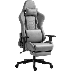 Luxus-Spielstuhl aus grausem Stoff 4D-Armlehne komfortable Cadeira de jogos ergonomische Spielstühle mit Kopfstütze für Herren