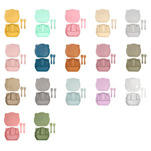 Juego de Alimentación para Bebés de Silicona de Grado Alimenticio, Plato Dividido con Orejas, Diseño Adorable, Apto para Microondas y Lavavajillas, Duradero - Product Image 4