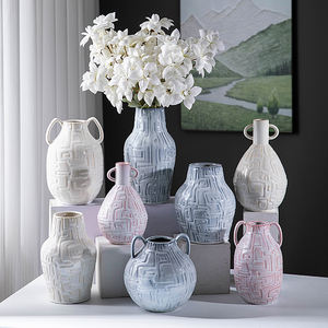 Vase décoratif en céramique minimaliste de Style nordique Texture géométrique maison hôtel Vase de <span class=keywords><strong>table</strong></span> traditionnel Arrangement de fleurs - Product Image 6