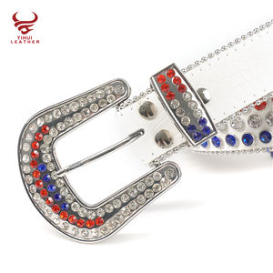 Haute Qualité Blanc Pu Cuir <span class=keywords><strong>Bb</strong></span> <span class=keywords><strong>Simon</strong></span> Ceintures Strass Hommes Cristal <span class=keywords><strong>Ceinture</strong></span> Couleur Mixte - Product Image 3