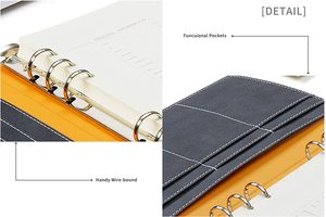 Thư Mục Tập Tin Đa Năng Thời Trang Với Dây Thun 6 Vòng Binder Danh Mục Đầu Tư A5 Zipper PU <span class=keywords><strong>Leather</strong></span> Padtfolio - Product Image 2